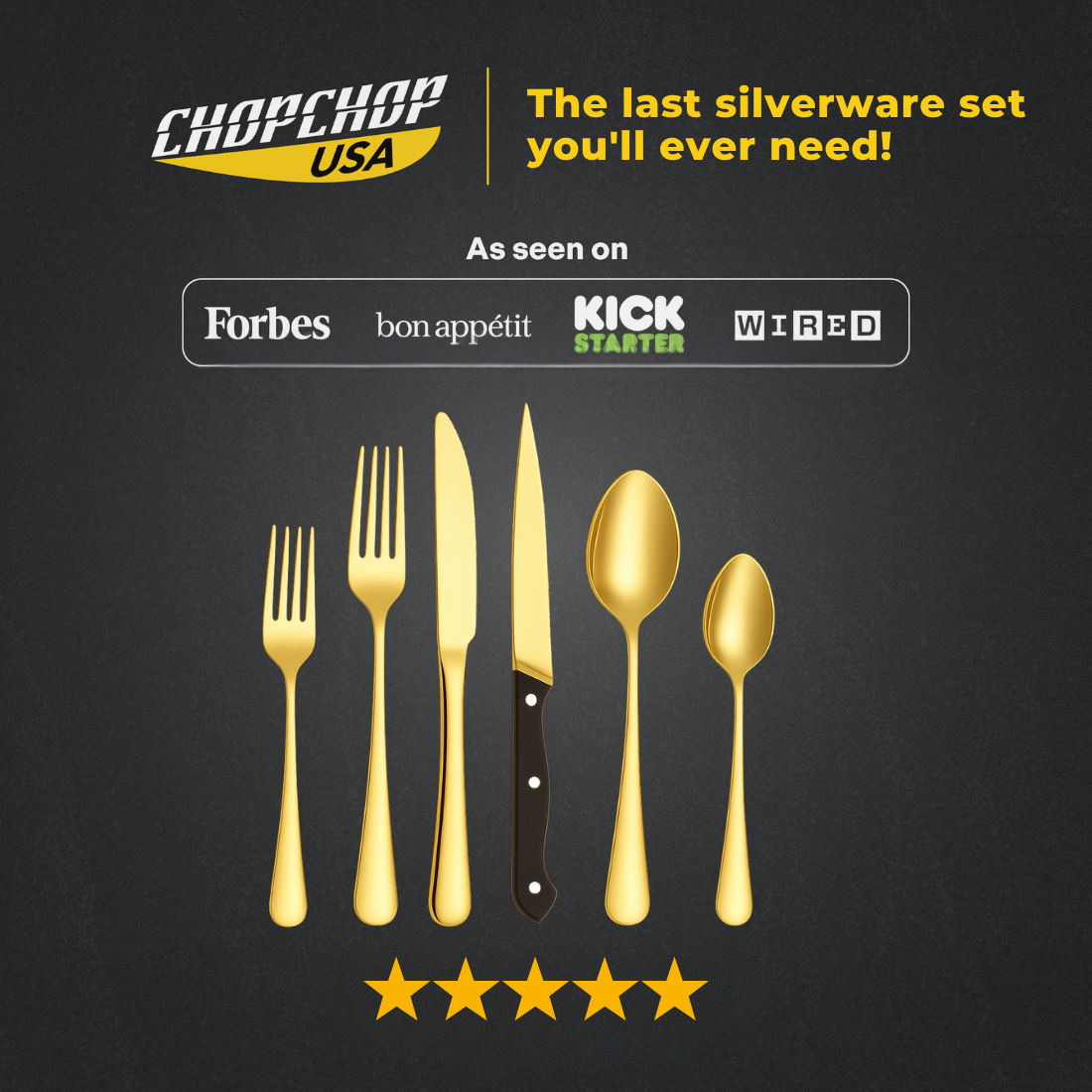 ChopChop USA 24-Piece Stainless Steel Silverware Set
